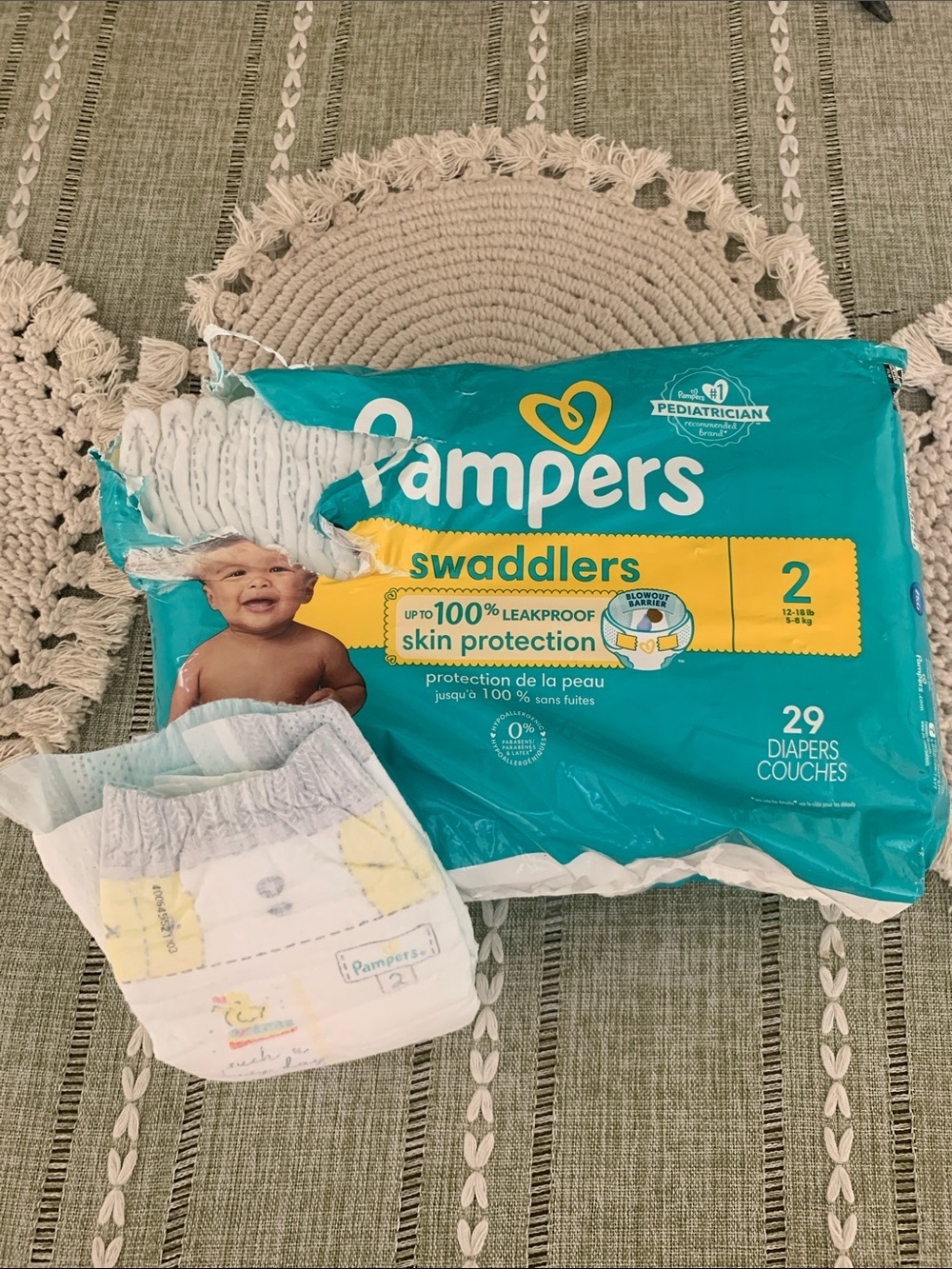 Open Package Never Used Pampers Swaddlers Diaper Covers - Teal (Size 2)